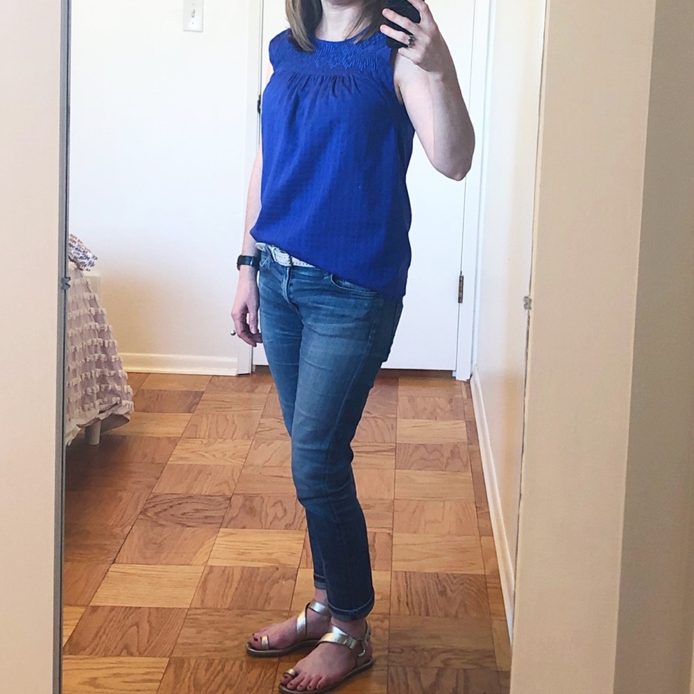 J. Crew sleeveless cotton blouse in cobalt, Sz 2P